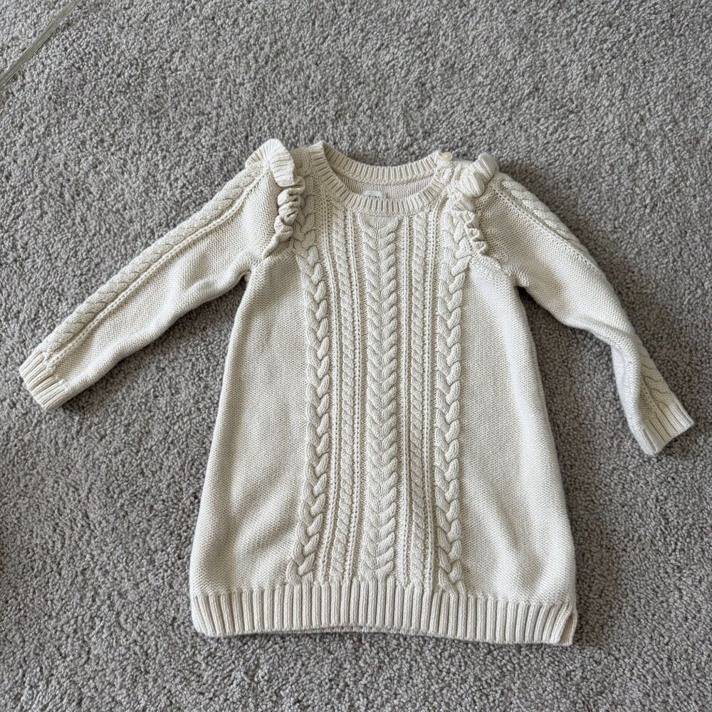 Baby‎ Gap Cable Knit Sweater Dress Cream Ivory Beige 18-24 Months